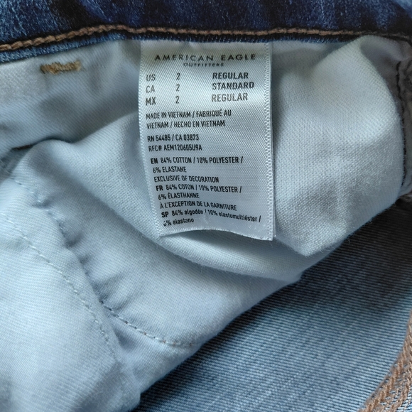 American Eagle Outfitters Dark Blue Distressed Skinny Jeans - Picture 7 of 7